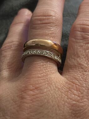 Brighton Rhinestone Double Band Ring Jewelry Sz 8.5